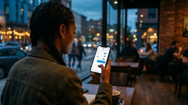 Person holding smartphone displaying YH meaning text message slang in a chat bubble